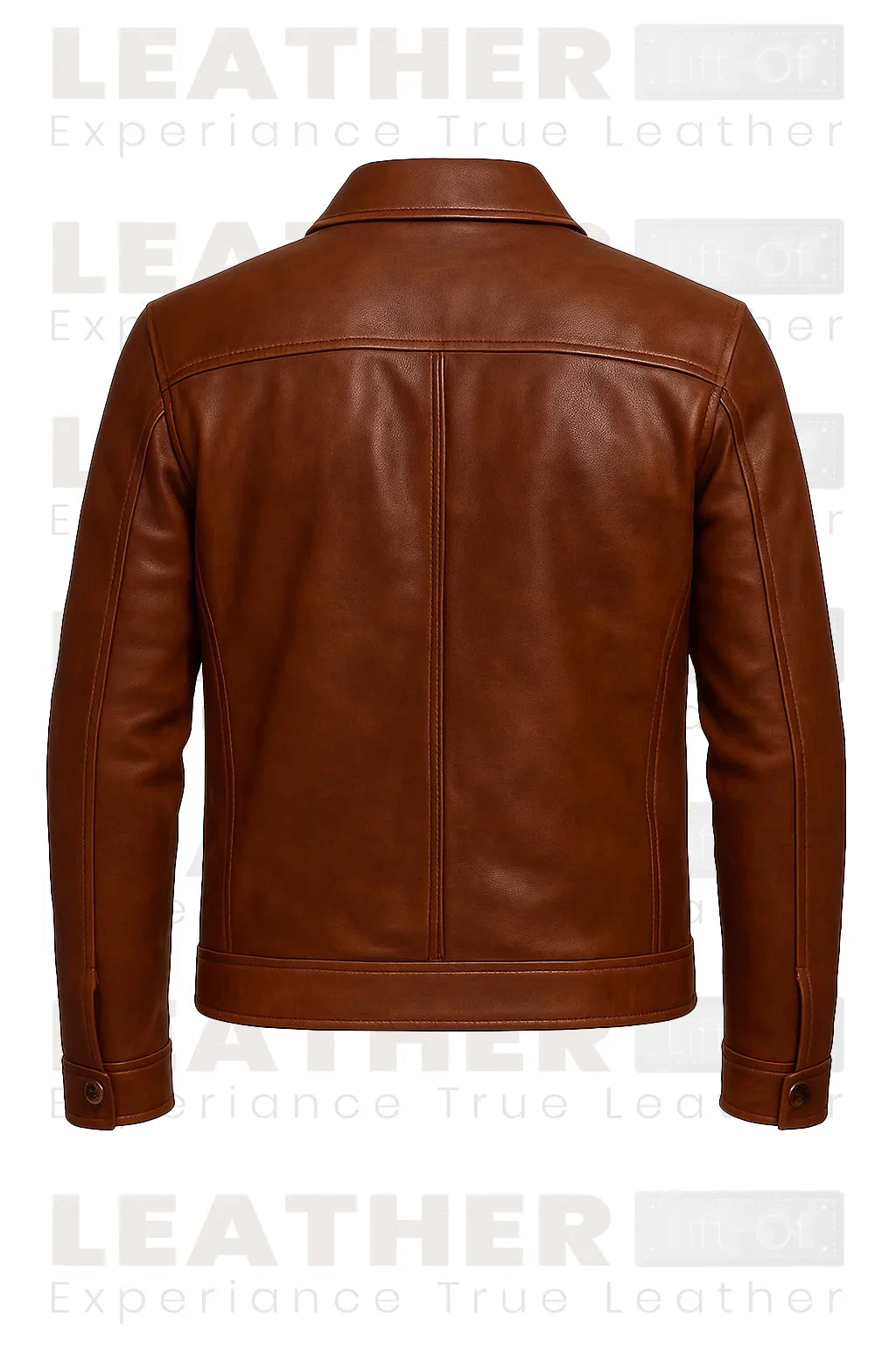 Men's Classic Brown Faux Leather Zip-Up Jacket – Premium Casual Outerwear