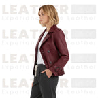 Women’s Burgundy Leather Trench | Style Jacket