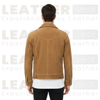 Men's Western Trucker Suede Leather Jacket – Classic Cowboy Style (Brown)