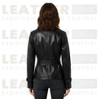 Women’s Black Leather Moto Jacket | Mergo Style