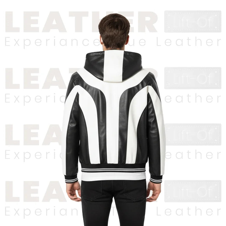 Men's Y2K PU Leather Color-Block Motorcycle Jacket – Black & White Streetwear Zip-Up
