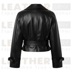 Women’s Black Leather Moto Jacket | Mergo Style
