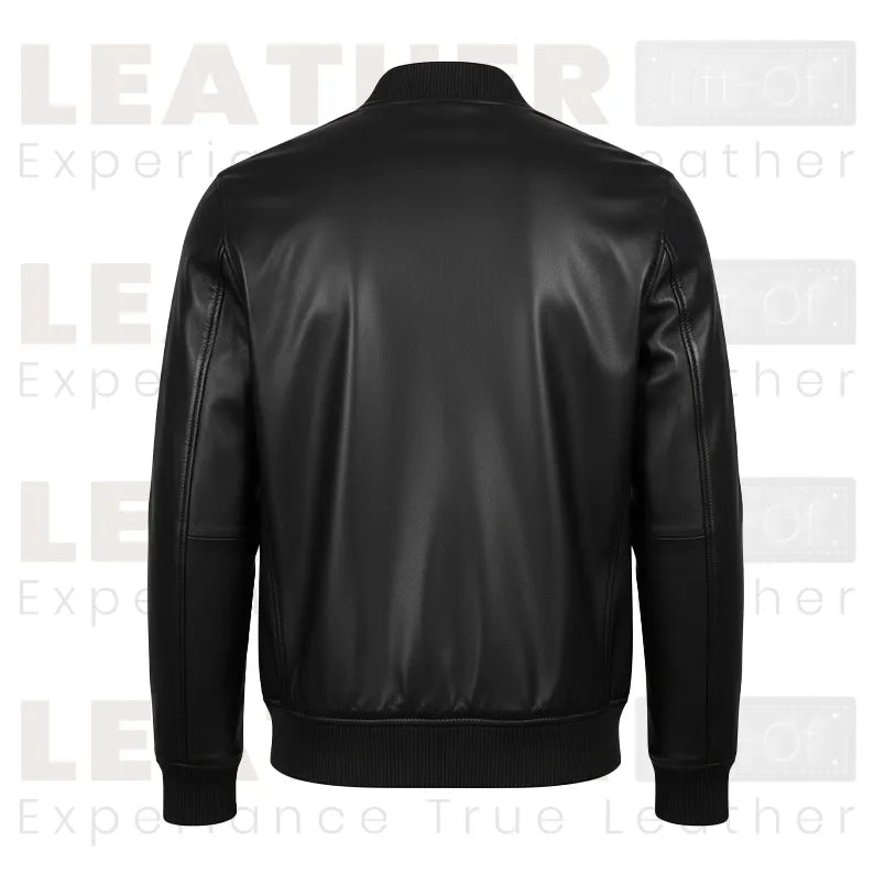DE-MARCA Black Genuine Lambskin Bomber Jacket for Men