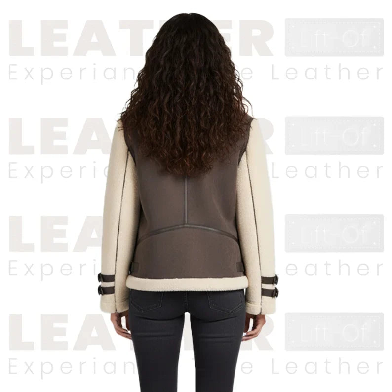 Women’s Coffee & Natural Shearling Leather Jacket | RHOSLYN