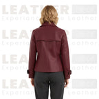 Women’s Burgundy Leather Trench | Style Jacket