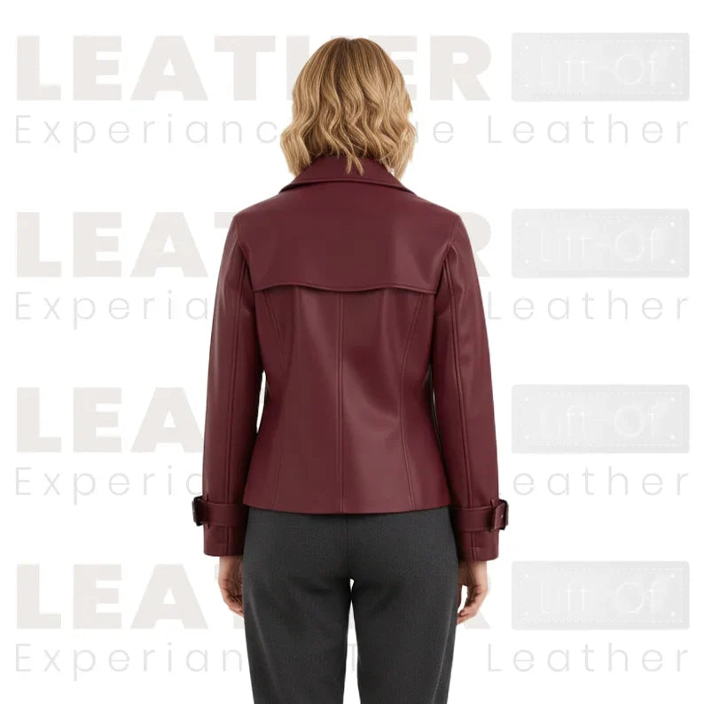 Women’s Burgundy Leather Trench | Style Jacket