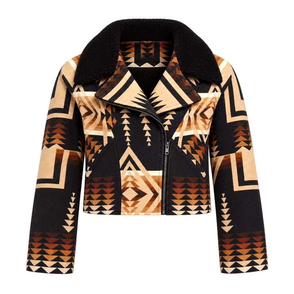 Women’s Beth Dutton Western Aztec shearling collar Jacket