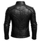 Women’s Black Heritage Emblem Leather Biker Jacket | Custom Graphic Motorcycle Jacket