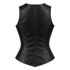 Women’s Black Leather Button Vest | Fitted V-Neck Waistcoat