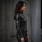 Women's Black Leather Superhero Style Jacket | Matte Finish Biker Jacket