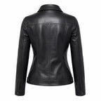 Women’s Black Leather Utility Jacket | Four Pocket Field Style