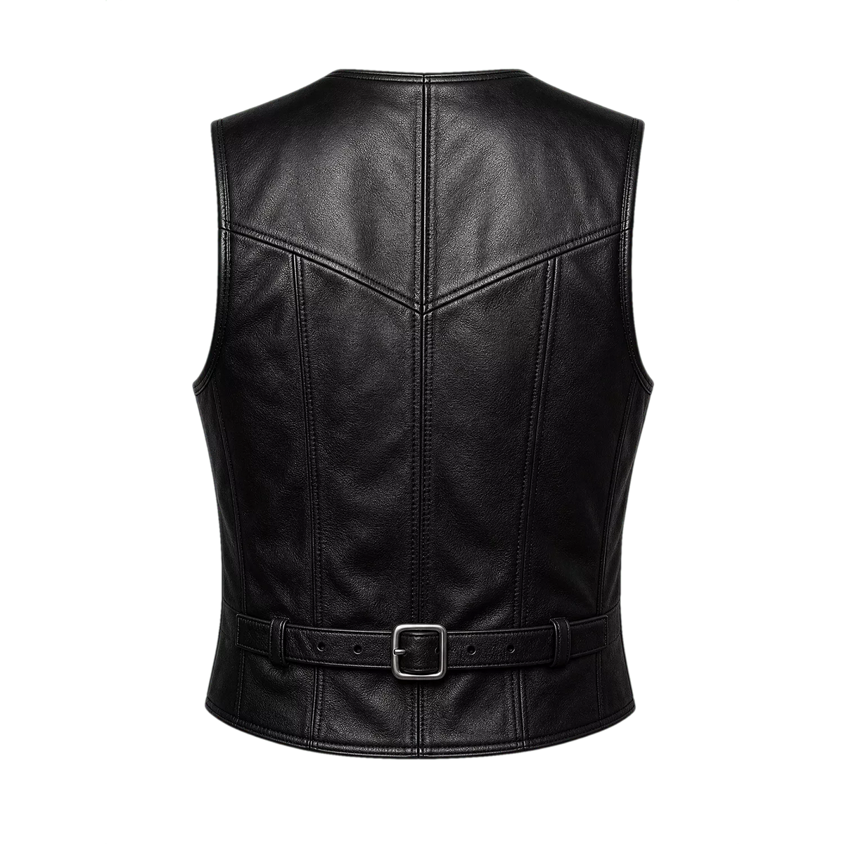 Women’s Black Leather Zip-Up Vest | Sleeveless Moto Waistcoat