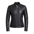 Women’s Black Quilted Cafe Racer Leather Jacket | Premium Biker Jacket
