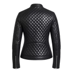 Women’s Black Quilted Cafe Racer Leather Jacket | Premium Biker Jacket