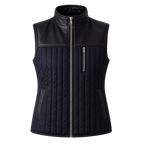 Women's Black Quilted Leather Vest | Zip-Up Sleeveless Outerwear