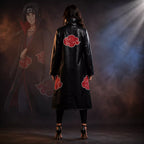 Women's Black Red Cloud Leather Trench Coat | Anime-Inspired Cosplay Coat