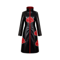 Women's Black Red Cloud Leather Trench Coat | Anime-Inspired Cosplay Coat