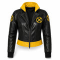 Halloween X-Men 97 Rogue Leather Jacket | Black Yellow Cropped Cosplay Costume Jacket