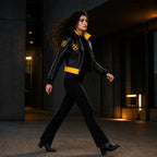 Halloween X-Men 97 Rogue Leather Jacket | Black Yellow Cropped Cosplay Costume Jacket