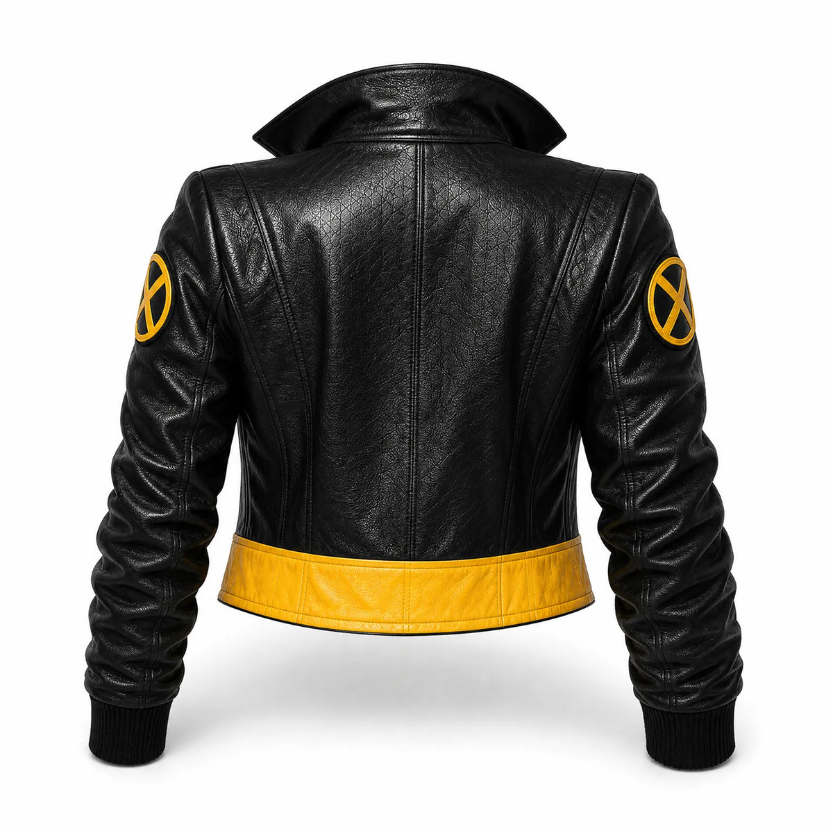 Halloween X-Men 97 Rogue Leather Jacket | Black Yellow Cropped Cosplay Costume Jacket
