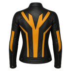 Women's Black Yellow Leather Moto Jacket  Stylish Zip-Up Biker Jacket