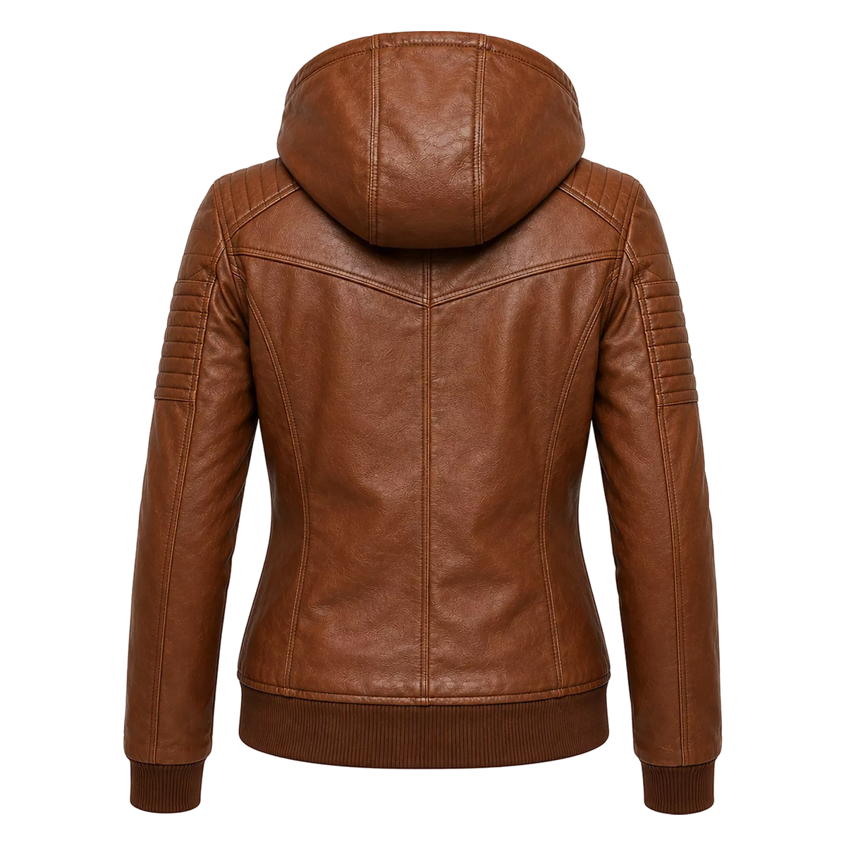 Women’s Brown Maverick Hooded Biker Leather Jacket