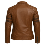 Women’s Brown Quilted Cafe Racer Leather Jacket | Rogue Biker Style