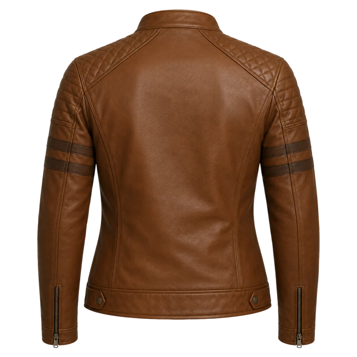 Women’s Brown Quilted Cafe Racer Leather Jacket | Rogue Biker Style