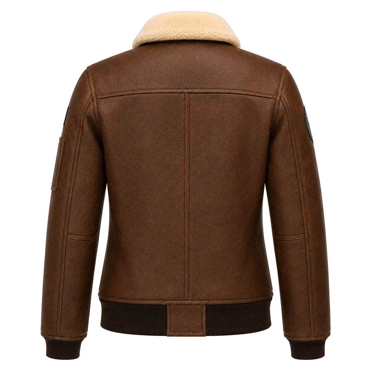 Women’s Brown Shearling Aviator Leather Jacket | Patch Detail Bomber Jacket