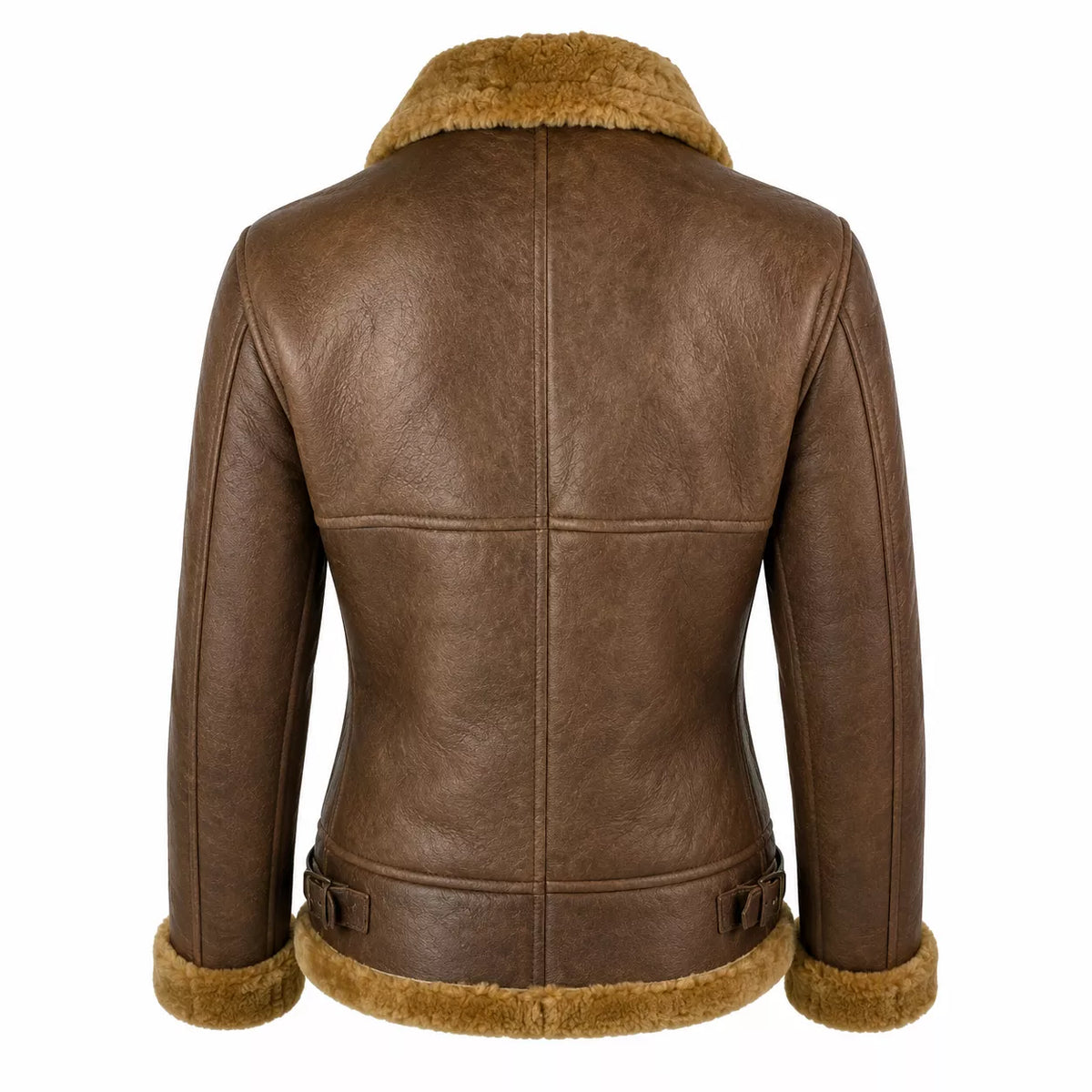 Women’s Brown Shearling Leather Aviator Jacket | Warm Winter Zip Jacket