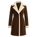 Women’s Brown Shearling Suede Leather Coat | Long Winter Jacket