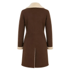 Women’s Brown Shearling Suede Leather Coat | Long Winter Jacket