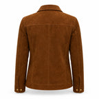 Women’s Brown Suede Trucker Jacket | Classic Leather Shirt Jacket Style