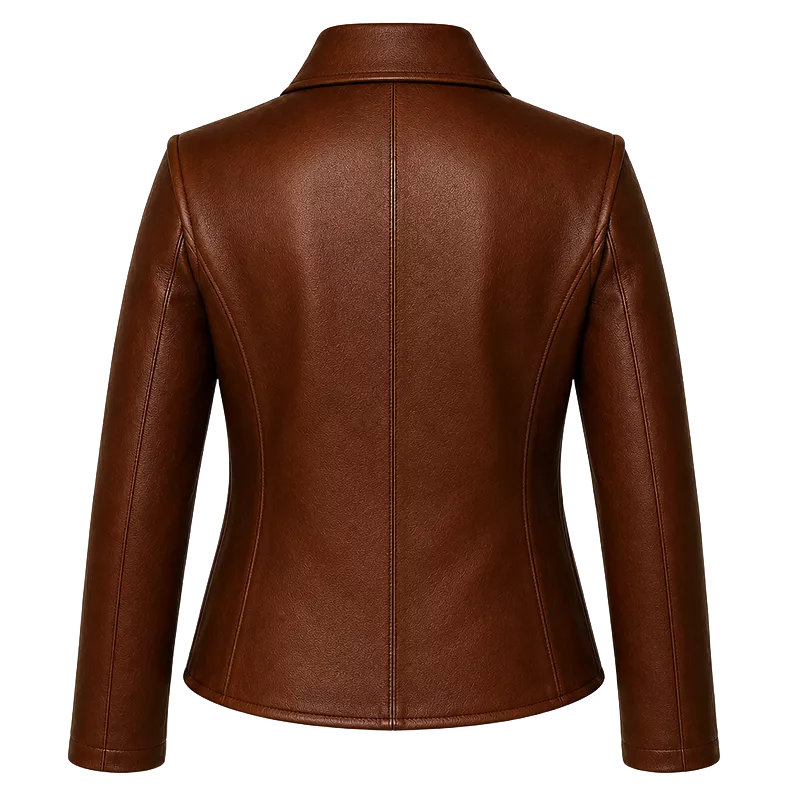 Women’s Wrap Leather Jacket | Asymmetric Button Front Blazer Style Coat