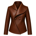 Women’s Wrap Leather Jacket | Asymmetric Button Front Blazer Style Coat