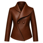 Women’s Wrap Leather Jacket | Asymmetric Button Front Blazer Style Coat