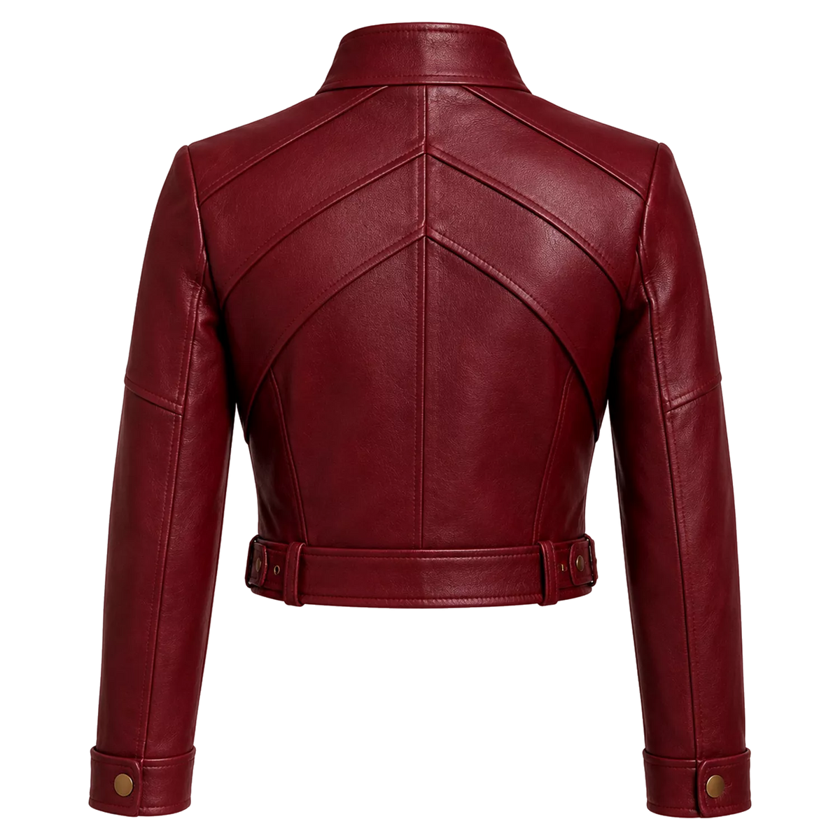 Women’s Burgundy Cropped Leather Biker Jacket | Asymmetrical Zip Moto Jacket
