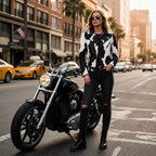 Women's Cowhide Leather Biker Jacket | Real Hair On Western Motorcycle Outerwear