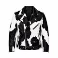 Women's Cowhide Leather Biker Jacket | Real Hair On Western Motorcycle Outerwear
