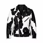 Women's Cowhide Leather Biker Jacket | Real Hair On Western Motorcycle Outerwear