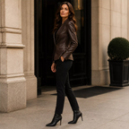 Women’s Quilted Lapel Leather Blazer | Luxury Tailored Button Front