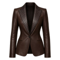 Women’s Quilted Lapel Leather Blazer | Luxury Tailored Button Front