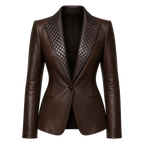 Women’s Quilted Lapel Leather Blazer | Luxury Tailored Button Front