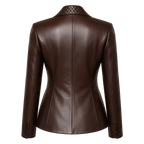 Women’s Quilted Lapel Leather Blazer | Luxury Tailored Button Front