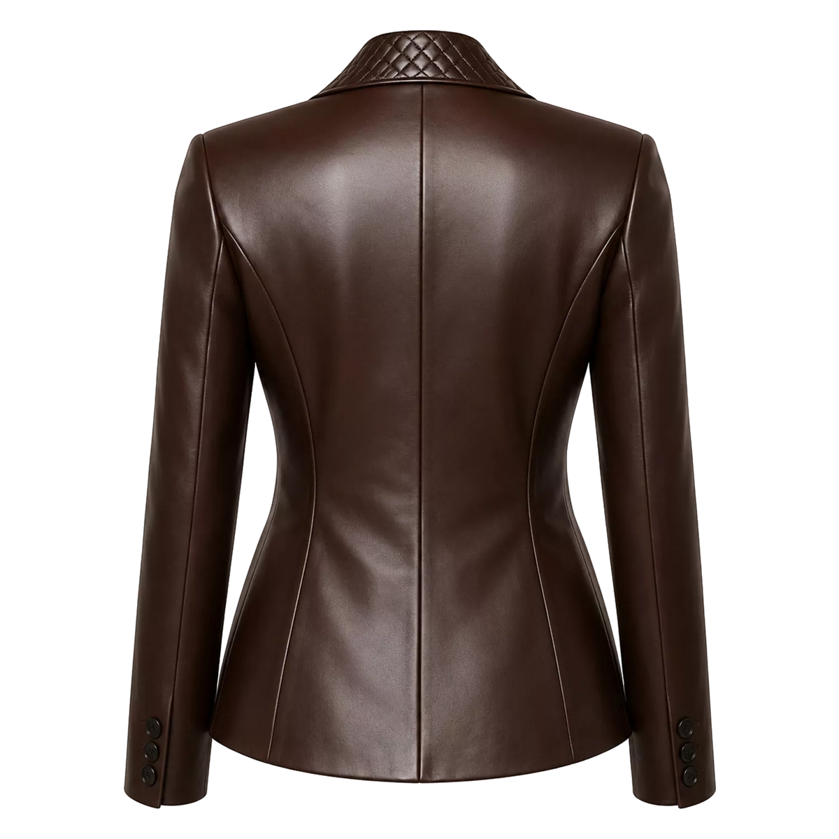 Women’s Quilted Lapel Leather Blazer | Luxury Tailored Button Front