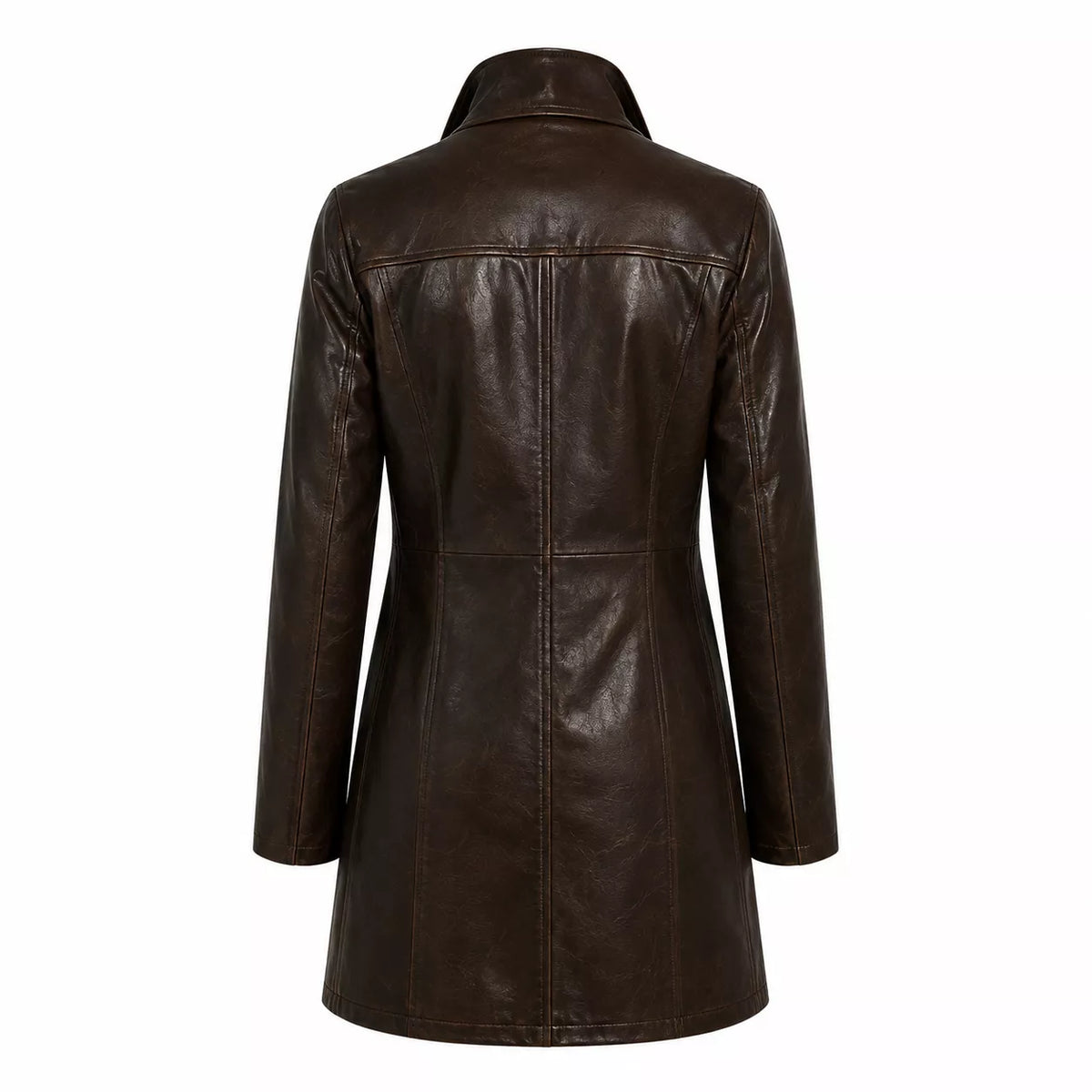 Women’s Dark Brown Leather Car Coat | Classic Long Jacket