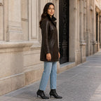 Women’s Dark Brown Leather Car Coat | Classic Long Jacket