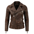 Women's Distressed Brown Vintage Biker Leather Jacket | Asymmetric Moto Jacket