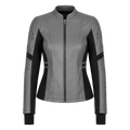 Women's Grey Black Leather Moto Jacket | Zip-Up Biker Style Jacket