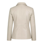 Women’s Ivory Leather Blazer | Cream Tailored Button Front Jacket